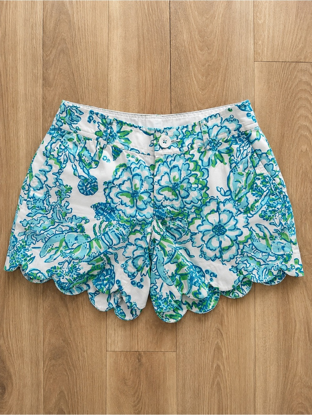 Lily Pulitzer Buttercup Floral Scallop Hem Shorts Size 0